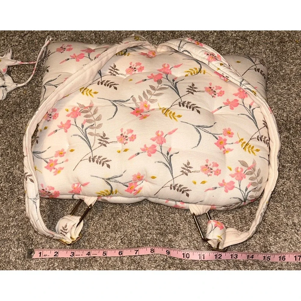 Bonpoint Liberty Floral Quilted Pillow Backpack Girls Pink Cotton Rare